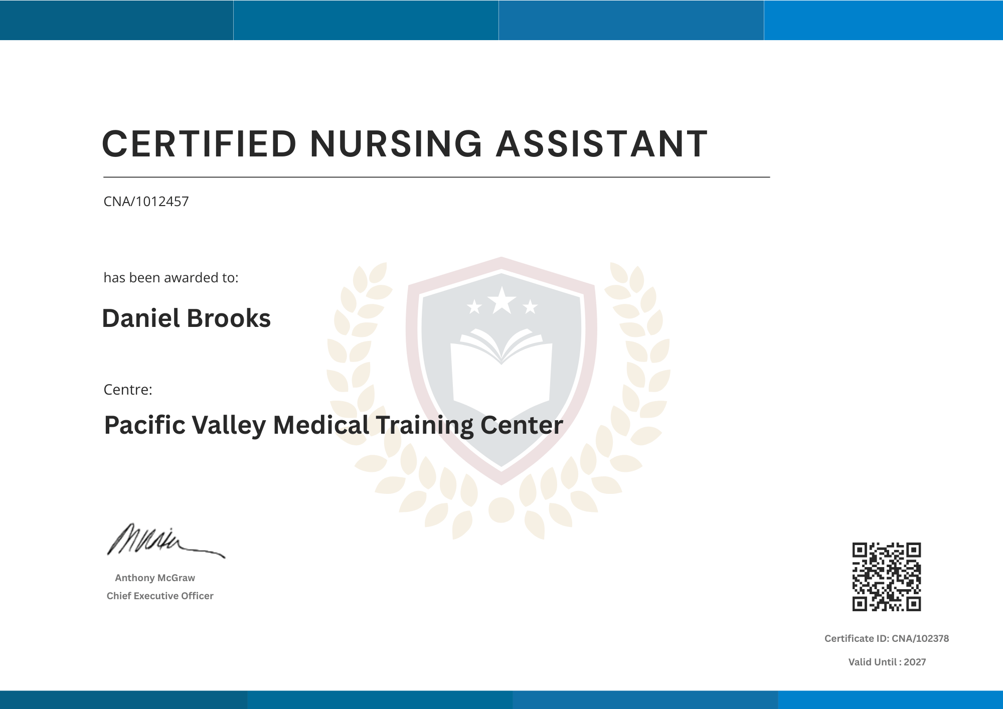 CNA Certificate Template – Bold & Distinctive Style